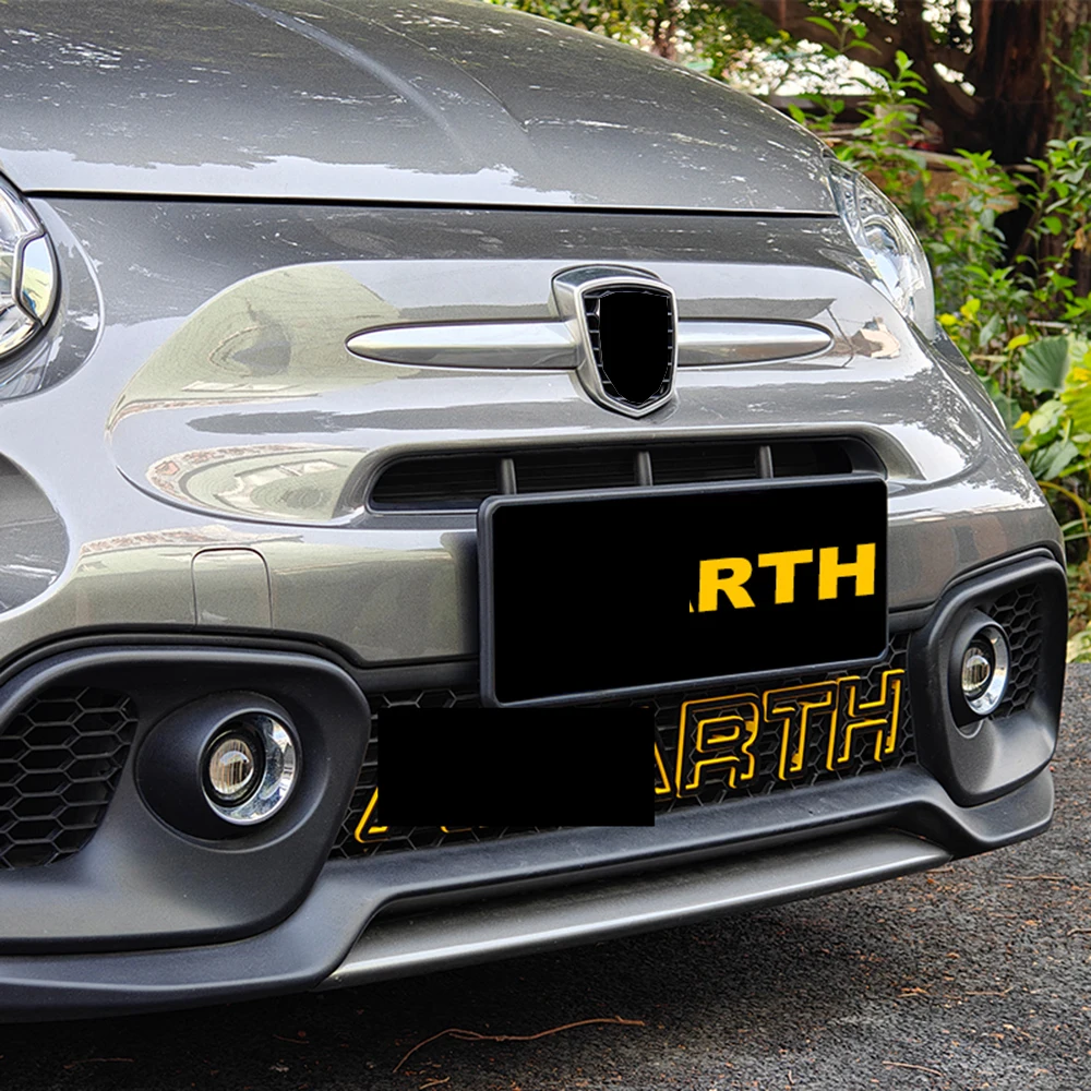 ABS Plastic Material Click On Type 11 Pieces Car Exterior Front Grill Mesh Trims Letter Accessories For Fiat Abarth 595 695 500
