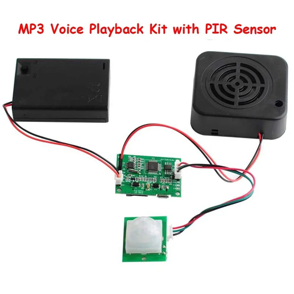

DIY MP3 Music Voice Playback Kit with PIR Sensor Sound Recording Module USB Download Support TF Card for Gift Store Welcomer