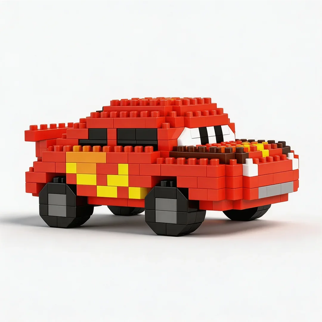 Lightning McQueen Series Mini Building Blocks DIY Car Model Bricks Desktop Ornament Collectible Christmas Birthday Gift