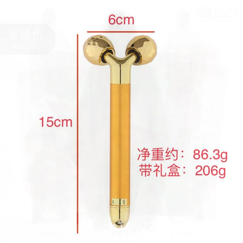 Bastone per massaggio facciale in oro argento oro rosa Rullo 3D V Bastone di bellezza per lifting facciale Ioni negativi Vibrazione Uso domestico Multifunzionale
