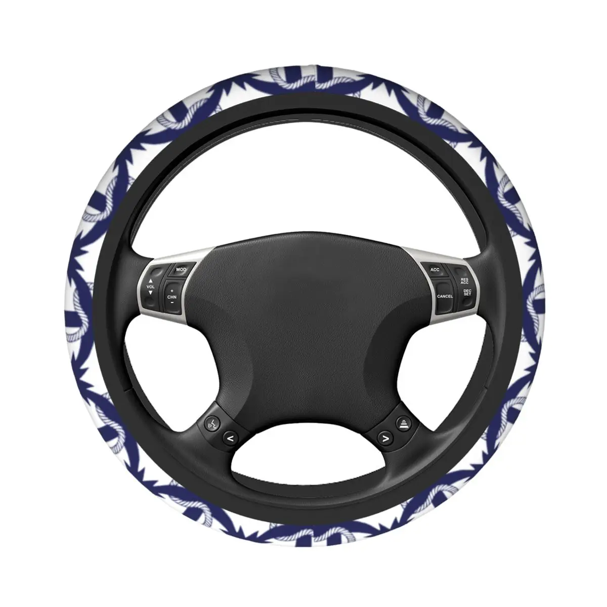 38cm Car Steering Wheel Cover Blue Boat Anchor With Cable Steering Wheel Protective Cover Soft Steering-Wheel Accessories