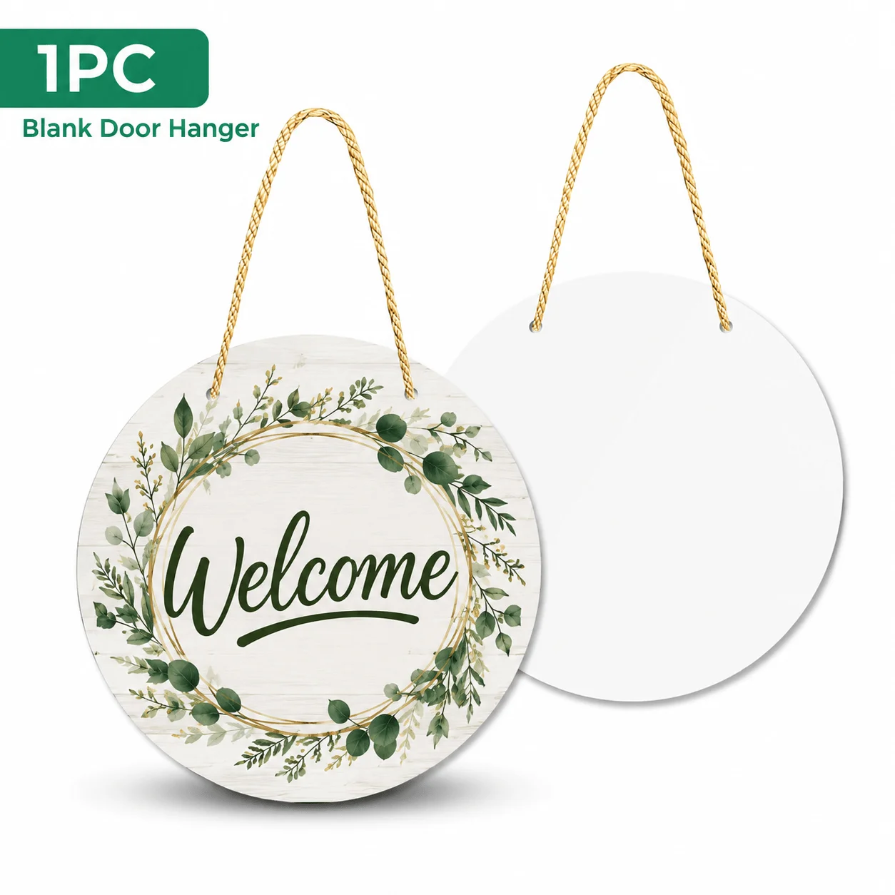 1pc 30cm Round MDF Wood Sign Blank with Rope, Unfinished Hanging Wood Board for DIY Crafts, Door Hanger & Home Decor