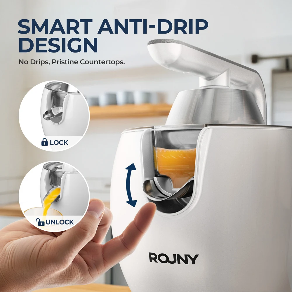 Spremiagrumi MIUI, spremiagrumi elettrico per limone arancione in acciaio inossidabile da 850W, spremiagrumi a nucleo duro, manico per pressofusione di alluminio