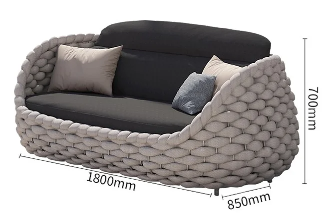 Popular Outdoor Furniture Garden Modern Style Outdoor Sofa Set Mixed Material Aluminum Frame Waterproof Sofas with Cushions