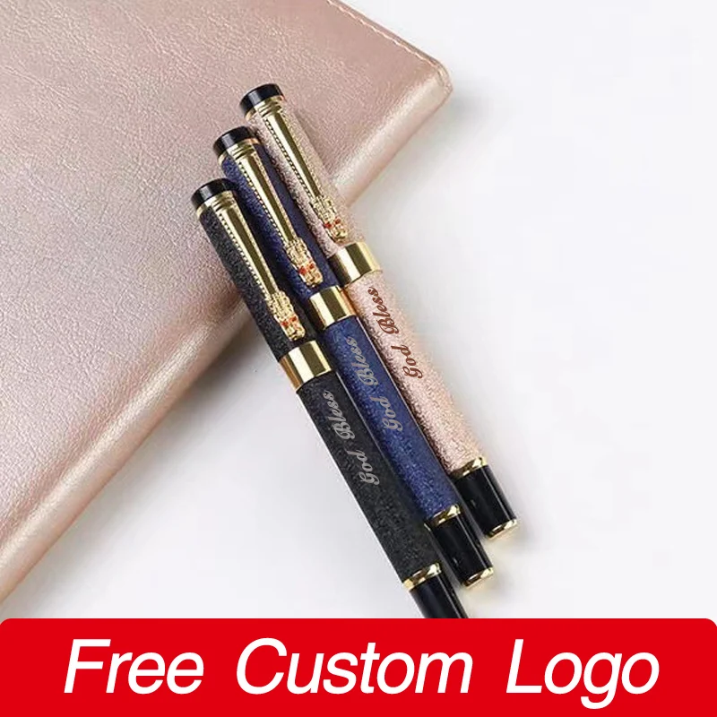 

2pcs Customized LOGO Dragon Head Metal Signature Pens Business Office Gel Pens School Supplies Student Stationery Gift Pens