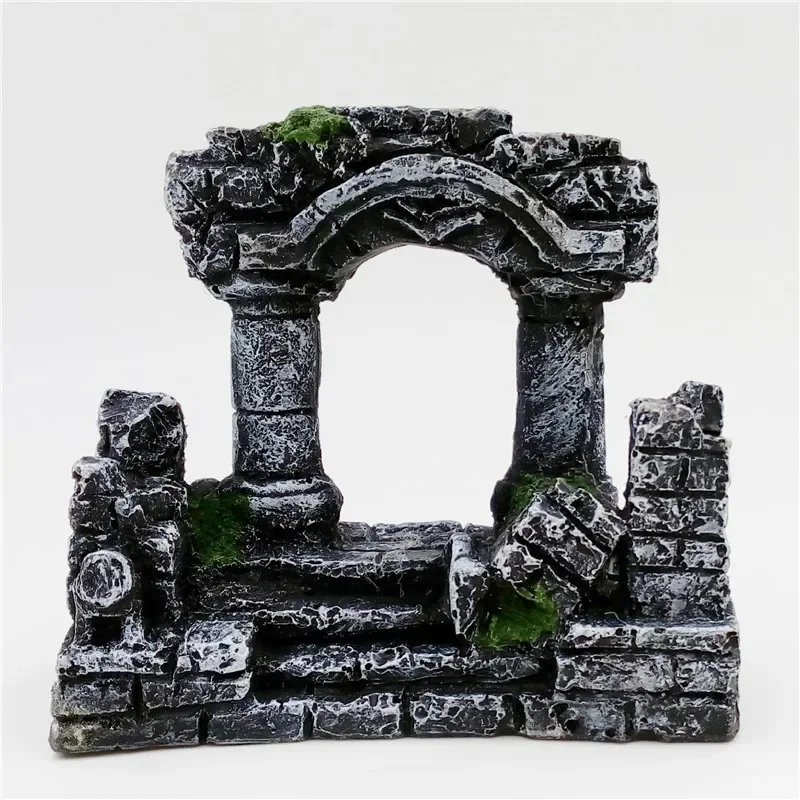 Aquarium Decoration Resin Rome Square Stone Pillars Aquarium Landscaping Fish Tank Ornament Decoration Landscape Decorative 1pcs