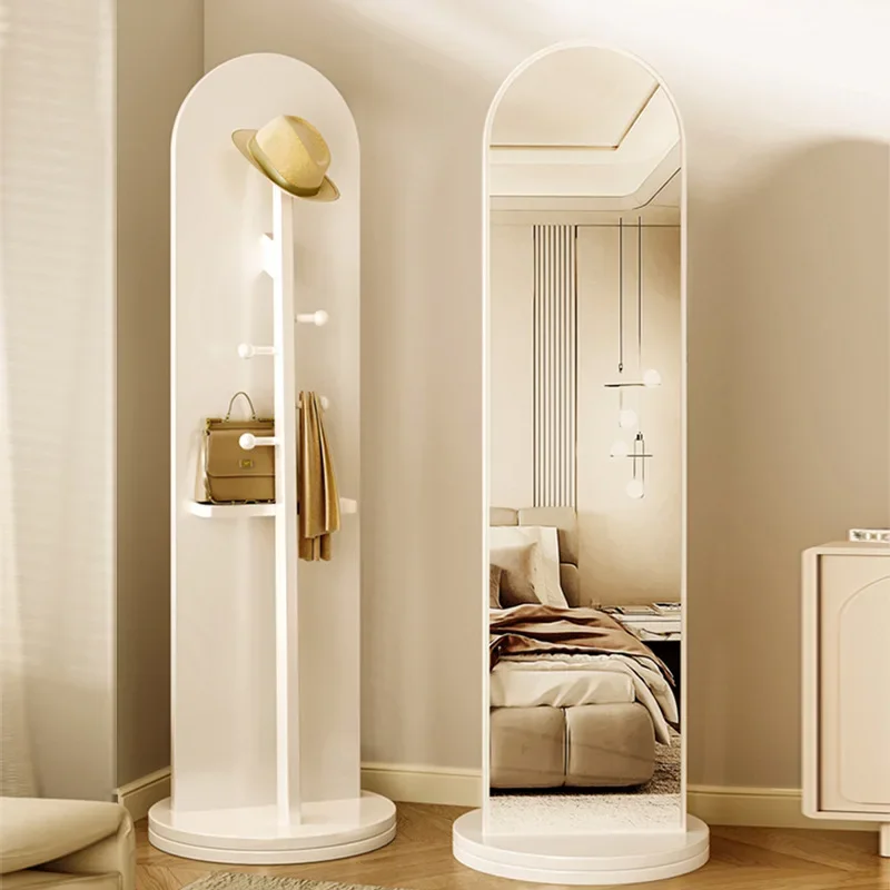 

Creamy French Rotating Dressing, Floor Mirror, Vertical Full-length Mirror, Home Hanger Integrated, Entrance Fitting Mirror