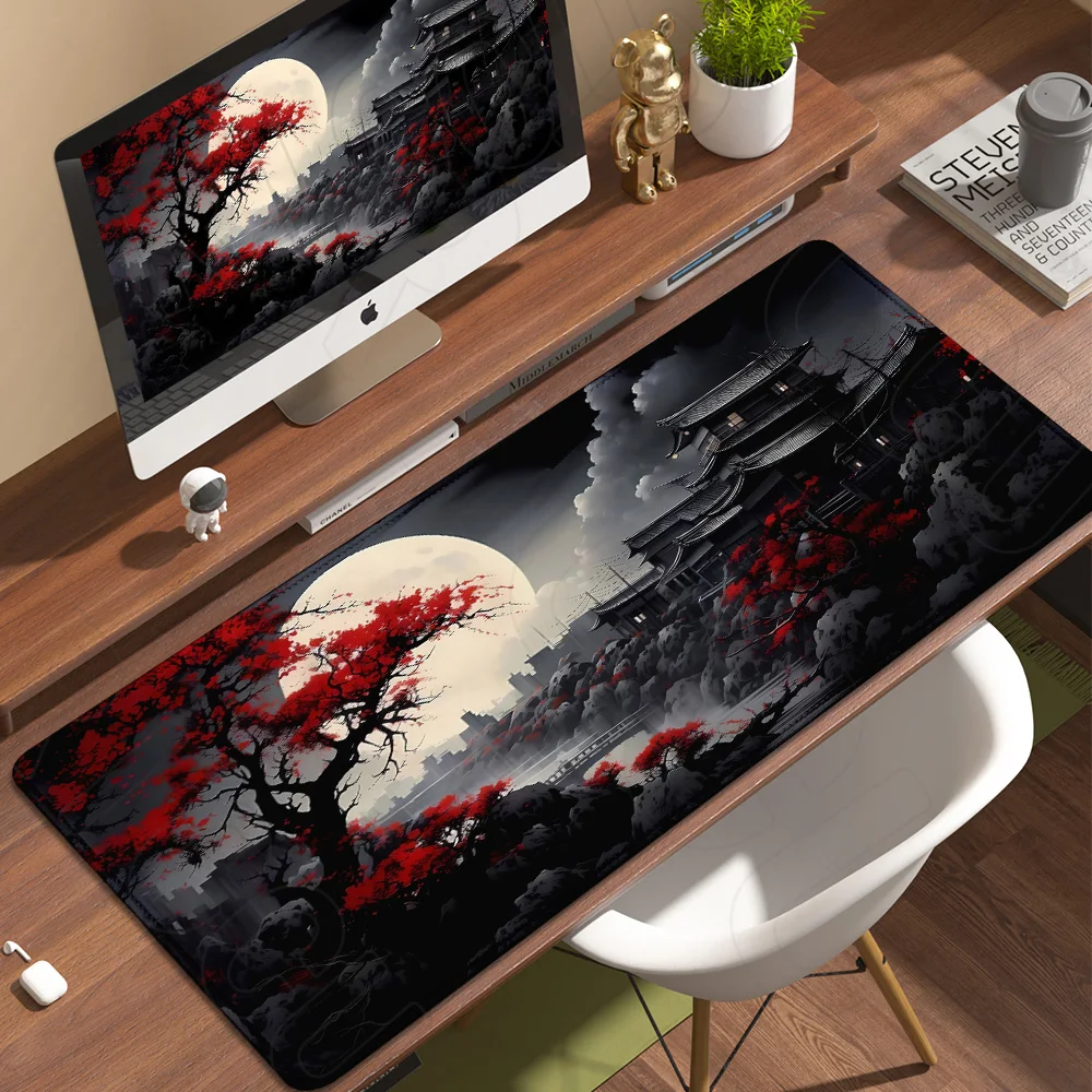 Japanese cherry blossoms large building HD printing Mouse Pad Desk Mat Gaming Office carpet pc accessories desk mats XXL carpet