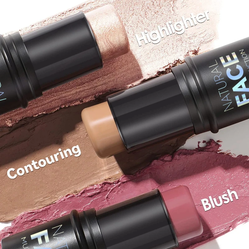 Contorno del viso Bronzer Stick Viso Illumina Evidenziatore Bar Shimmer Evidenziatore Blush Stick Correttore Crema Strumento per il trucco Cosmetici
