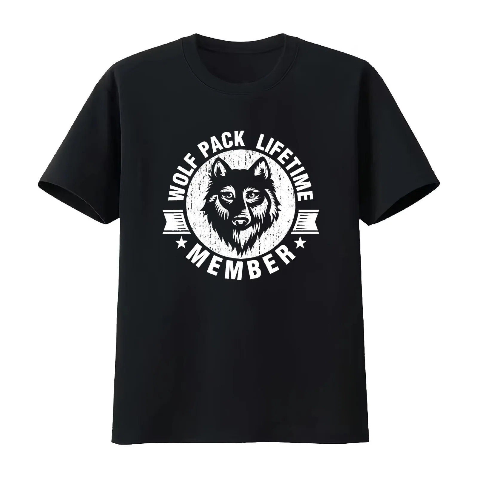 Lifetime Wolf Pack Member Howling Distressed T-Shirt Summer Casual Cotton Tee Oversized Streetwear Tops Vintage Graphic Print
