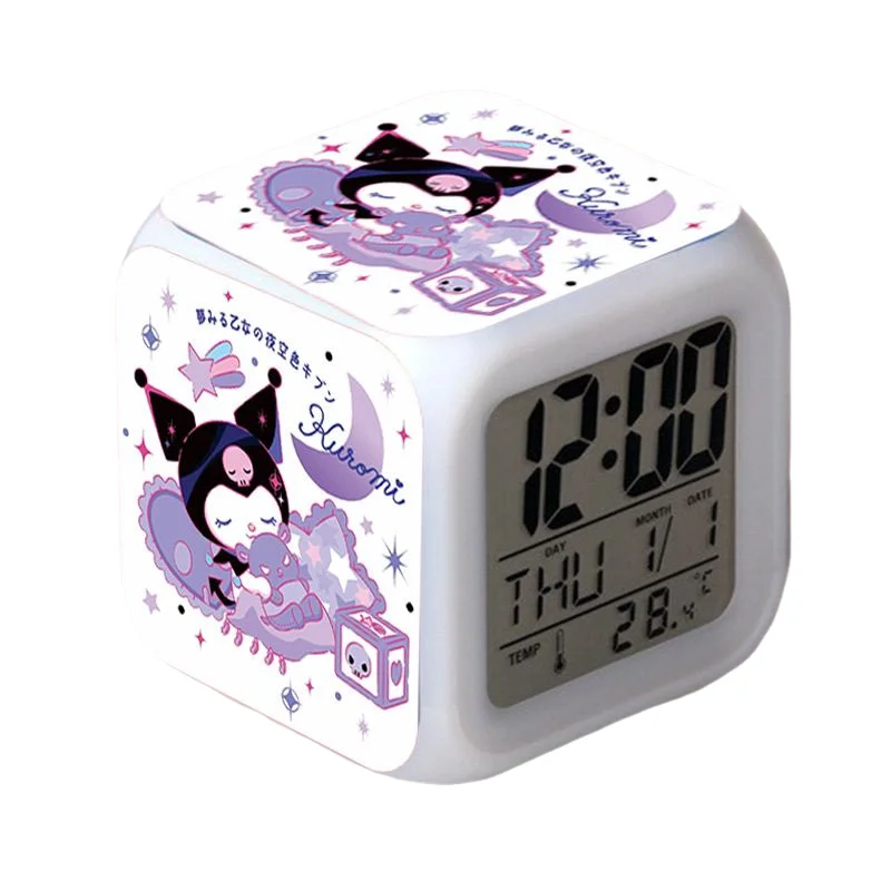Sanrios Kuromi جديد لطيف الكرتون ساعة منبه إلكترونية طالب المهنية سطح المكتب الموقت متعدد الوظائف ساعة مضيئة صامتة #6
