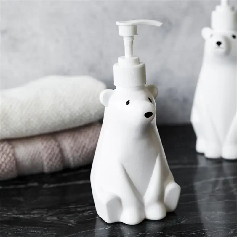 

Bathroom Lotion Dispensers 450ml Cute White Polar Bear Soap Dispenser Pump Bottle Refillable Shampoo/Hand Sanitizer Dispenser