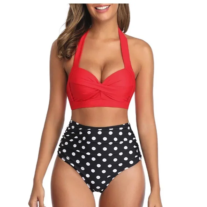

2025 Новые женские купальники, комплект из 2 предметов, бикини с высокой талией и мягкой подкладкой, комплекты бикини с эффектом пуш-ап, купальник из двух частей с открытой спиной