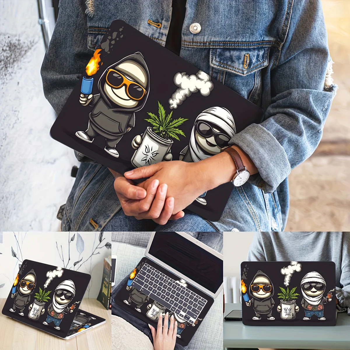 

2-Piece Pattern Laptop Artist Decal Case, Universal Netbook Skin Stickers Non-reusable Laptop Skin Stickers Decal Waterproof