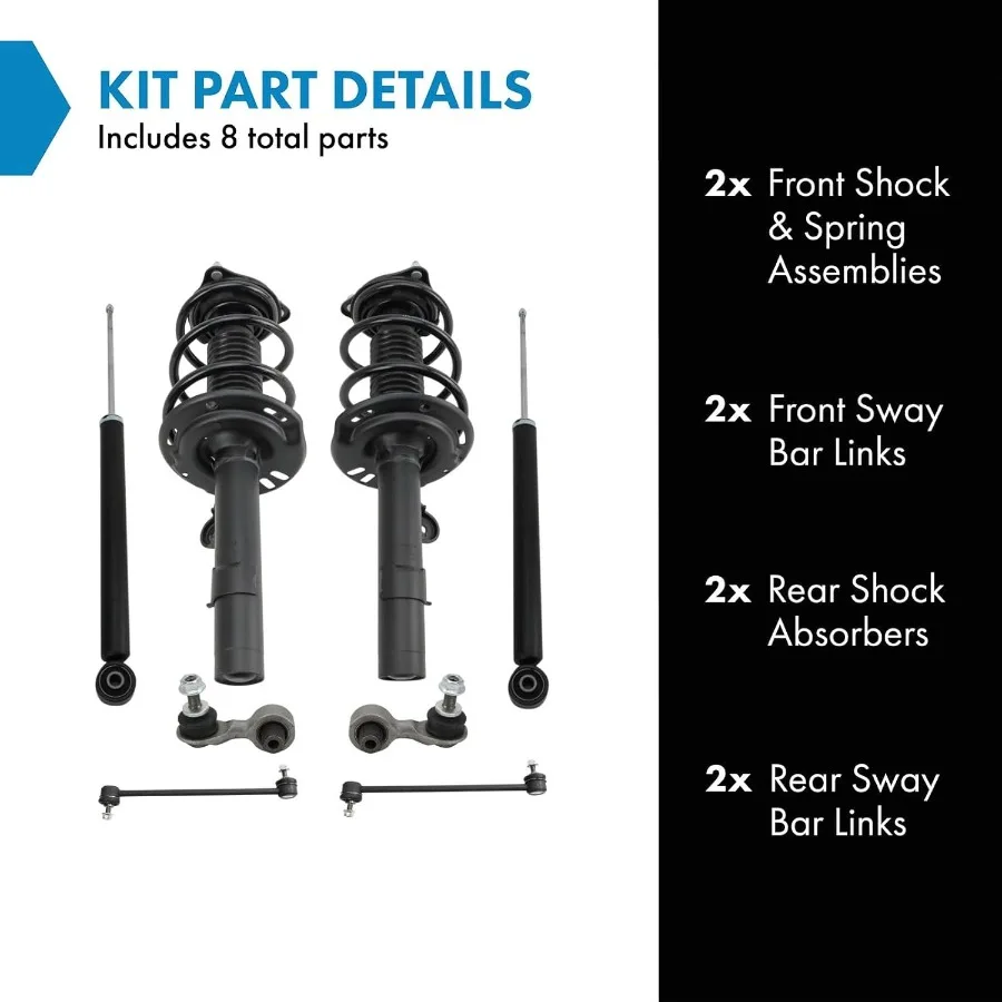 Complete Front and Rear Suspension Kit with Strut and Coil Spring Assembly Shock Absorbers and Sway Bar Stabilizer Links for En