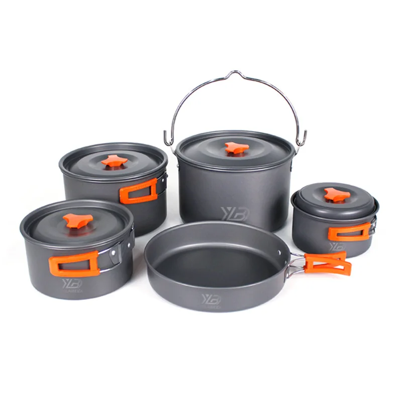 Camping Cookware Set Aluminum 2-8 Person Portable Outdoor Tableware Cookset Cooking Kit Pan Bowl Kettle Pot Hiking BBQ Picnic