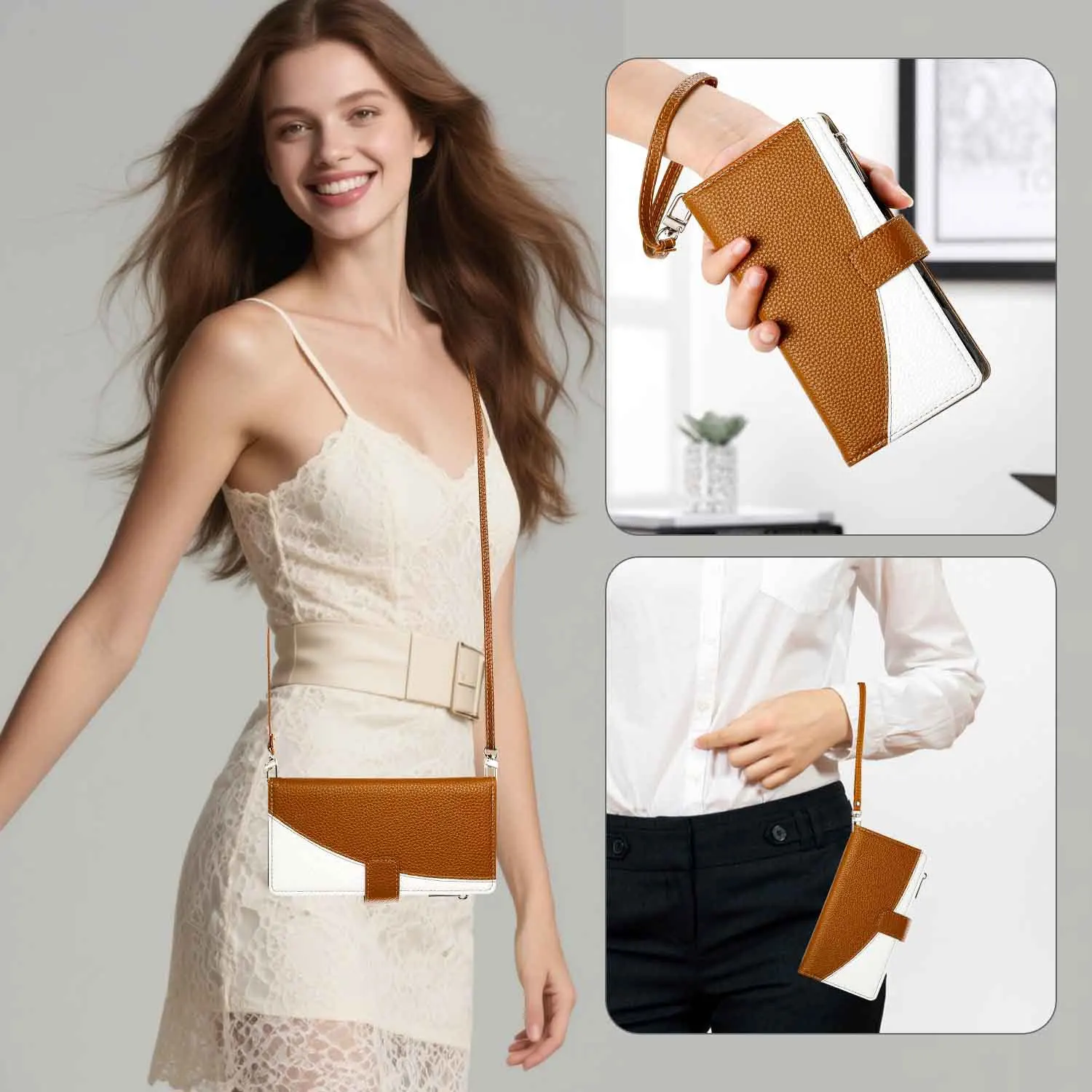 Multi 7 Cards Crossbody Leather Wallet Case For Samsung Galaxy S25 Edge S24 Ultra S23 FE S22 S21 S20 Plus Zipper Flip Cover