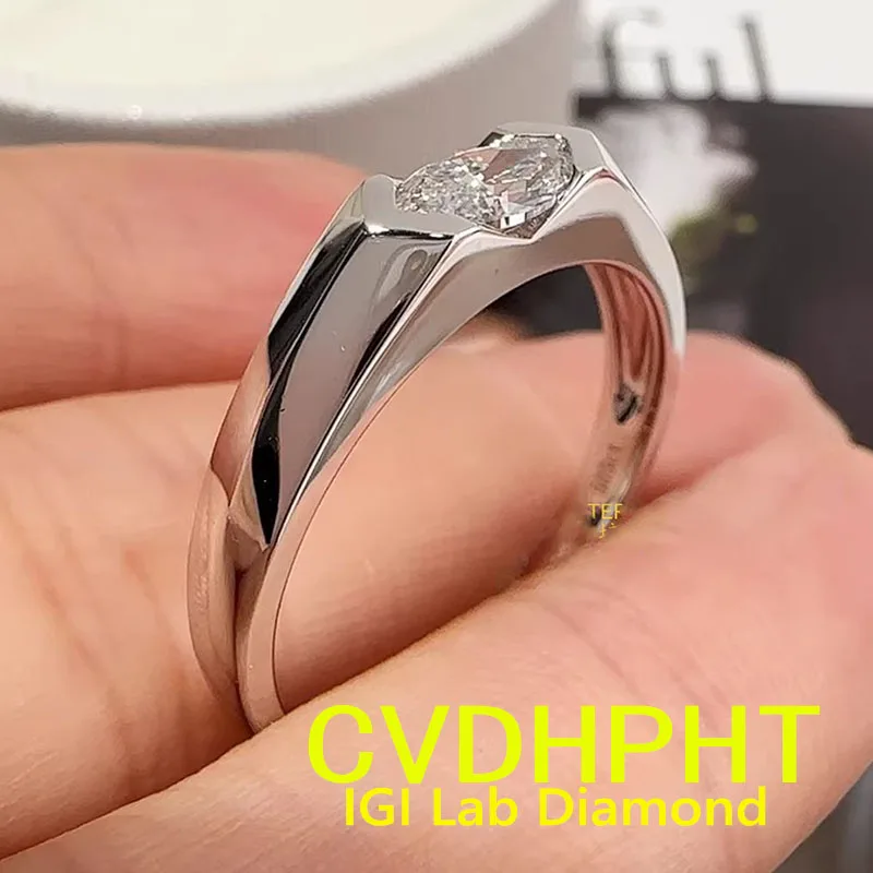 Platinum pt950 Soild White Gold RingIGI Lab Growing Diamond Ring Radiant shape DEColor wedding ring ﻿