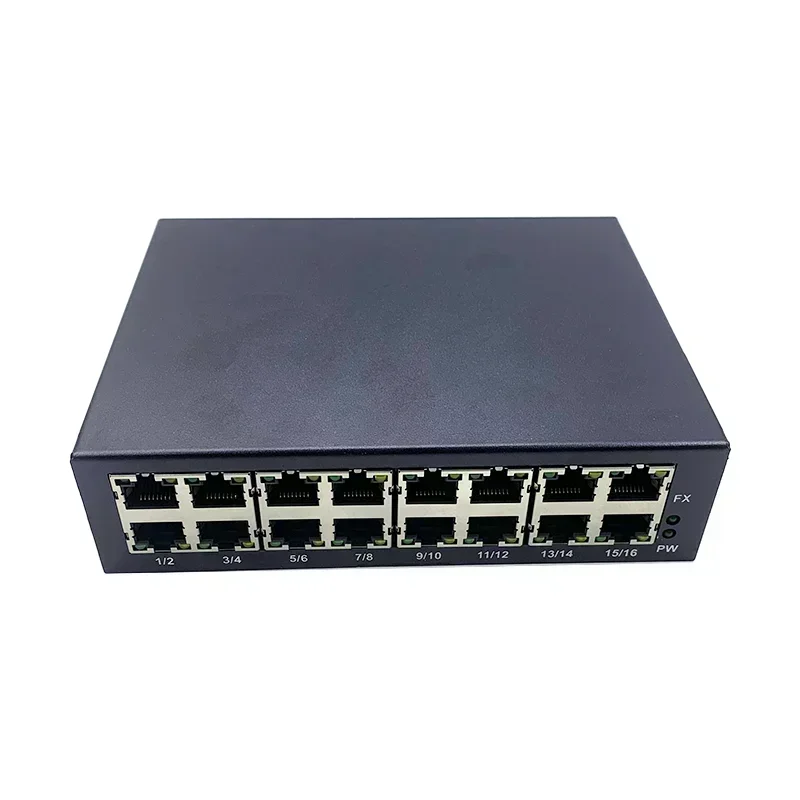 Modul saklar ethernet industri 16 port 10/100M dc dalam 12V, untuk sekolah, Mall belanja, zona industri, Mall belanja