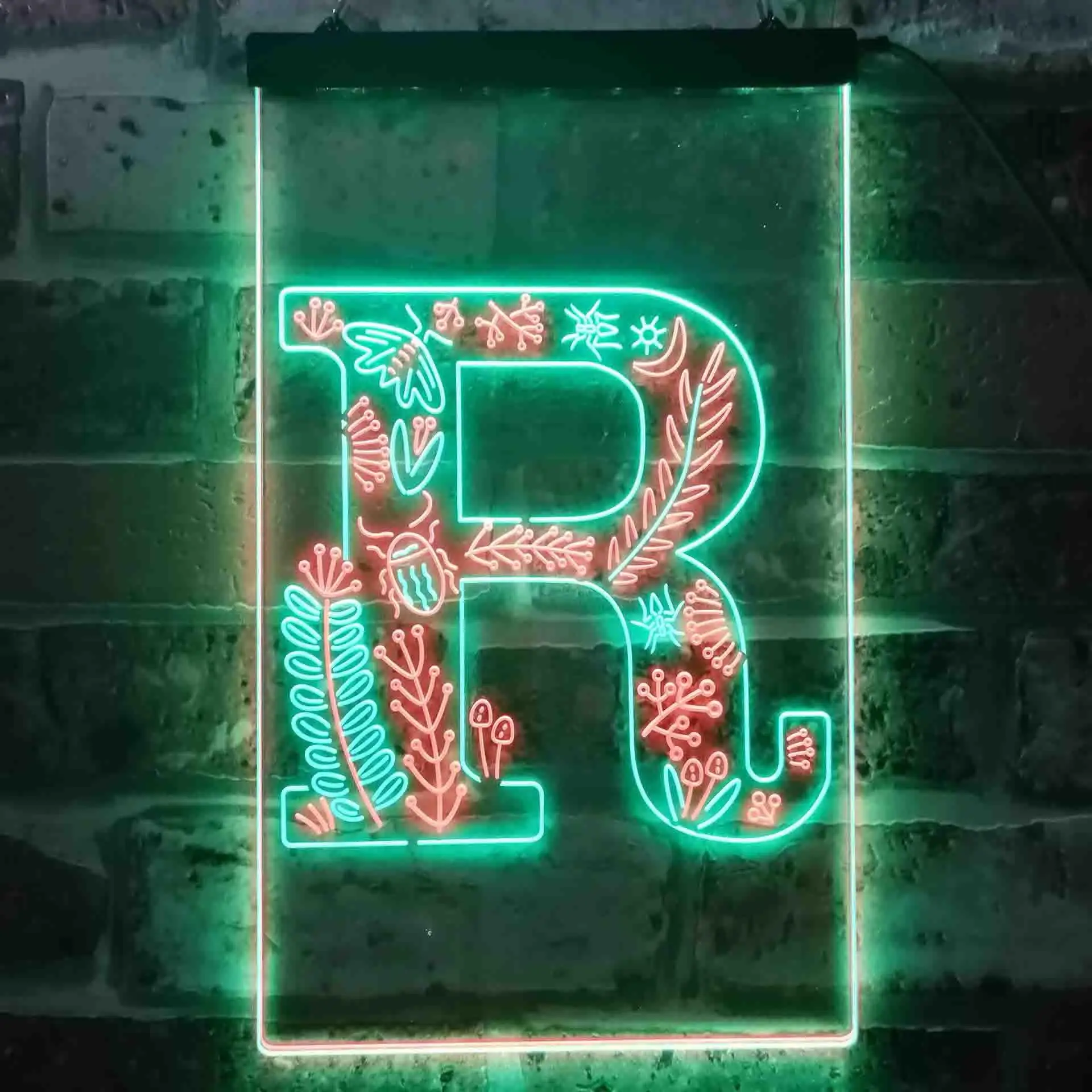 Letter R Initial Monogram Family Name Dual Color Led Neon Sign st6-i3455