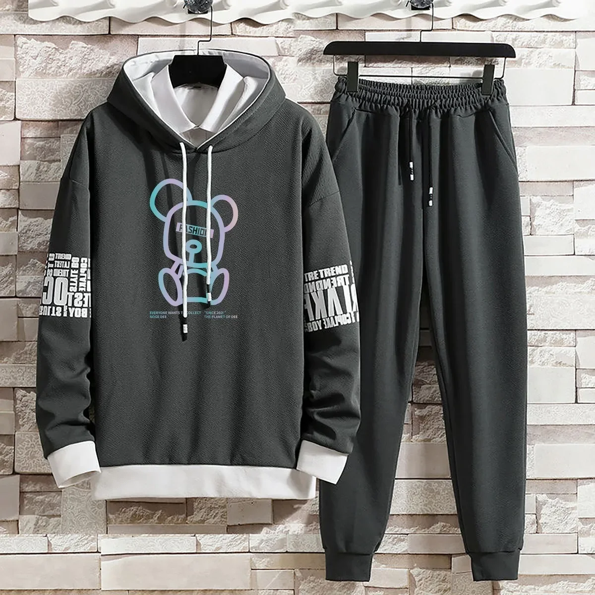 Hoodies Set Pants Pullover Hat Casual Clothing for Men Summer Autumn Suits Hood Print Sweaterhoodie Men New Top Long Sleeves