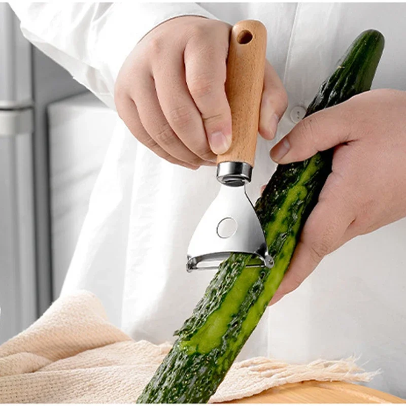 Kitchen Gadget Wooden Handle Stainless Steel Utensils Can Opener Peeler Garlic Press Cheese Grater Whisk Pizza Peeler Egg Beater