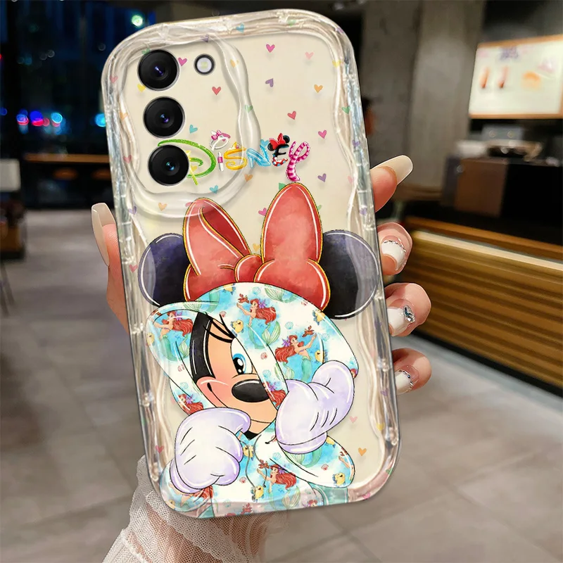 Disney Minnie Mickey Pink Phone Case For S21 S23 S24 Ultra Plus FE A55 A35 A25 A05S A54 A53 A52 A33 A32 Wave Oil Cover