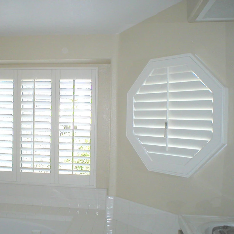 Customized Pvc Shutter Sliding Door Basswood Shutter Slats Octagon Window Shutters