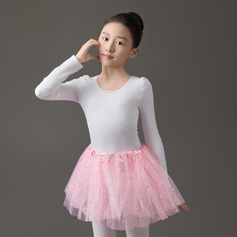 1 Piece Kids Girls Tutu Skirt with Sequins Simplicity Fashion Puffy Ballet Dance Skirts Soft Mesh Costume Stage Performances