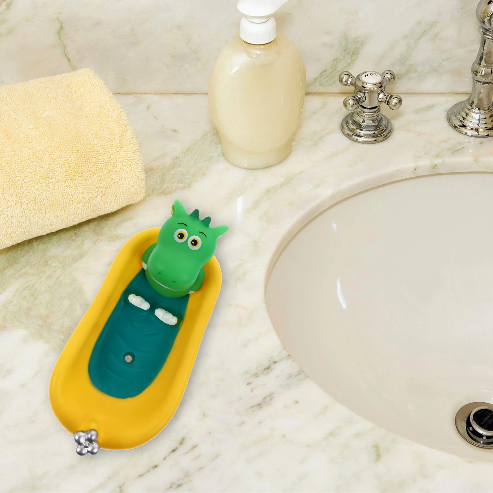 

1Pcs Cute Dinosaur Soap Storage Box with Drain Holes Sturdy Waterproof Organizer for Home Bath Tub Shaped Drain Case