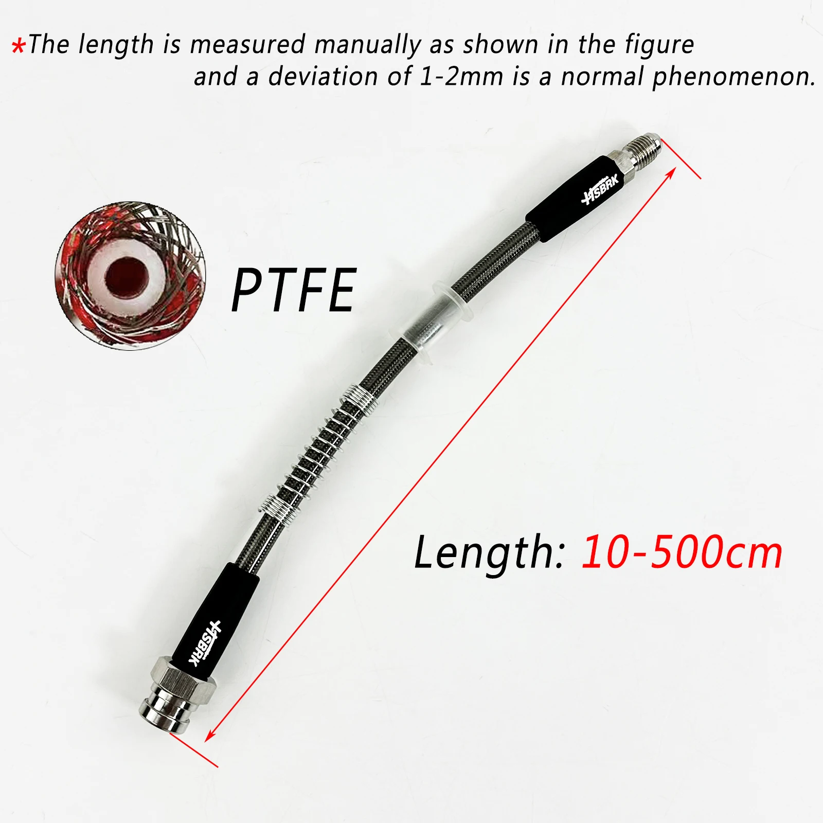 0 °/90 ° rotatable brake oil joint 10-500CM silver M10 * 1.0mm universal stainless steel braided PTFE brake hose