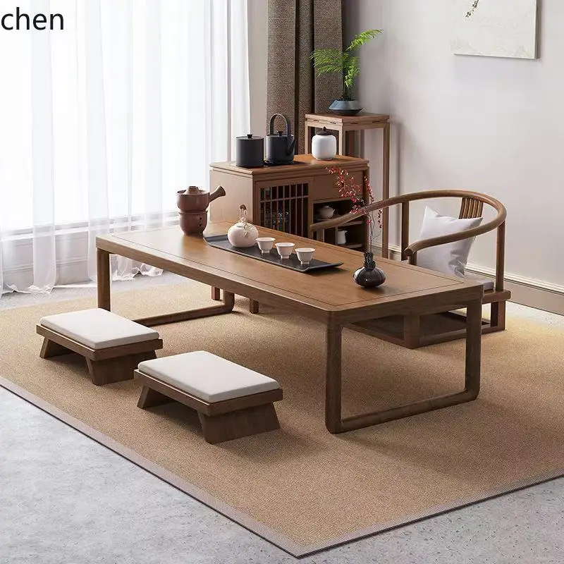 HXL Solid Wood Tea Table Tea Desk Bay Window Low Table Zen Style Bay Window