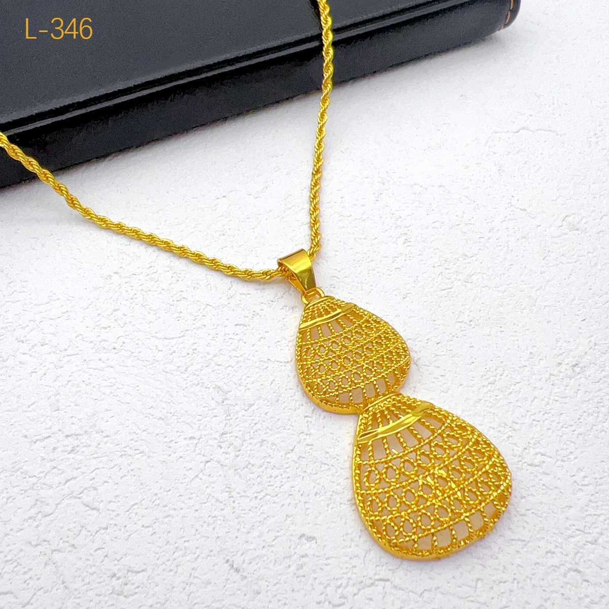 African 24K Gold Plated Necklace Earrings Jewelry Set For Women Droplet Dubai Indian Nigeria Bridal Wedding Party Gift Jewellery