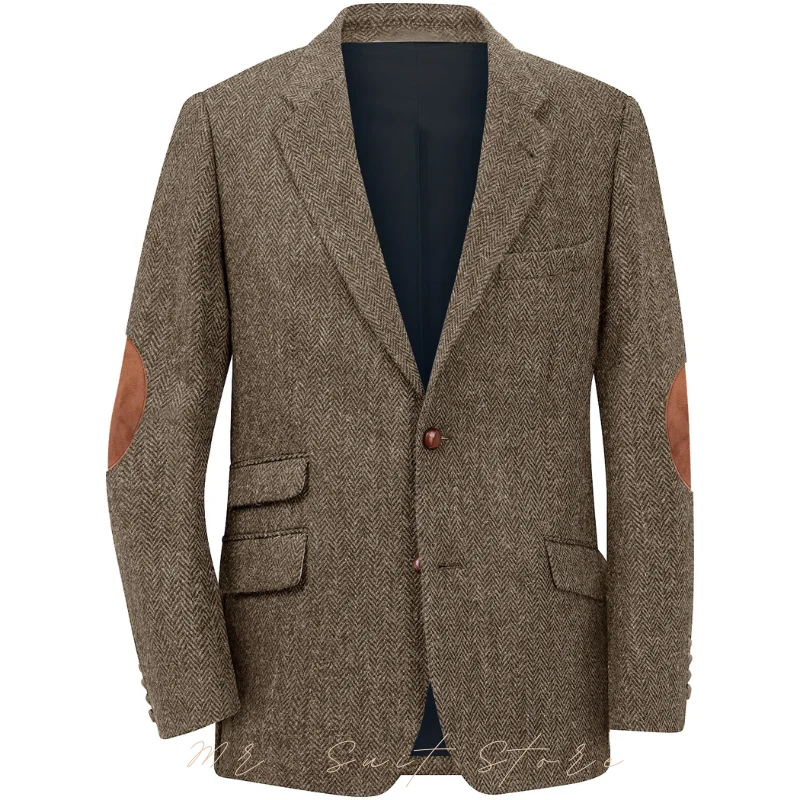 

Men's Blazer Herringbone Single Breasted Casual Elegant Man Suit Jackets Coat Men's Stage Clothing Clothing-for-men Male Clothes