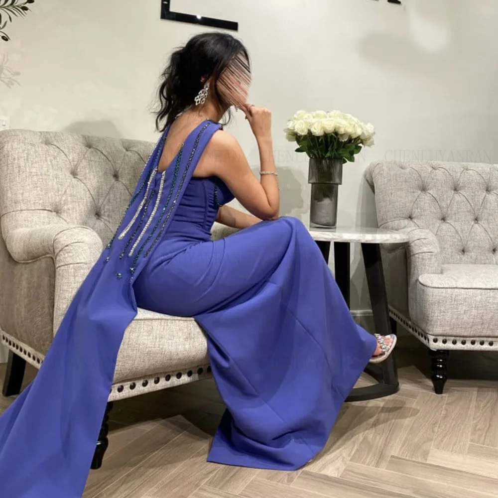 Satin Mermaid Formal Occasion Dresses 2024 Strapless Beading Long Ball Gowns High Quality Long Evening Party Gown فساتين الحفلات