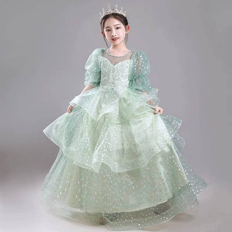 Robe de Princesse à Fleurs pour Fille, Tenue de Cérémonie de Mariage, de Première Communion, de Banquet, de Bal, de Soirée