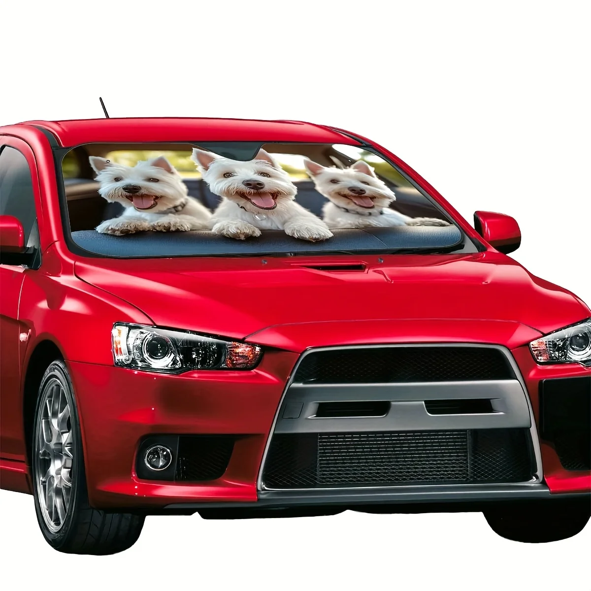 1pc West Highland White Terrier Car Sunshade - UV Protection & Heat Reduction, Easy-to-Install Windshield Window Shade, Durable