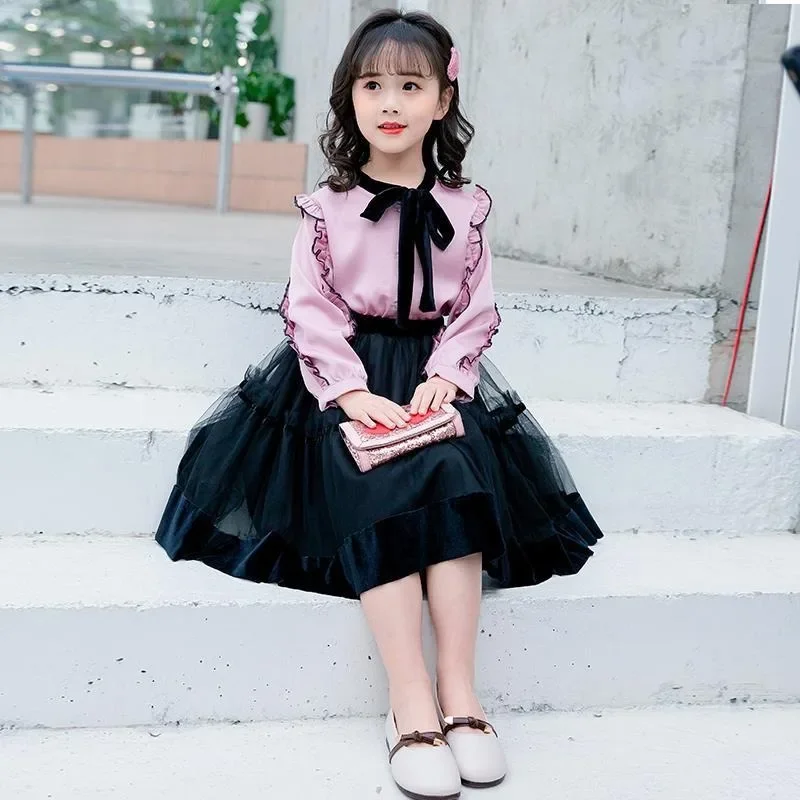 Girls' 4-12 Years Old 2025 Spring & Autumn New Arrival Chic Princess-style Dress for Toddler To Primary School