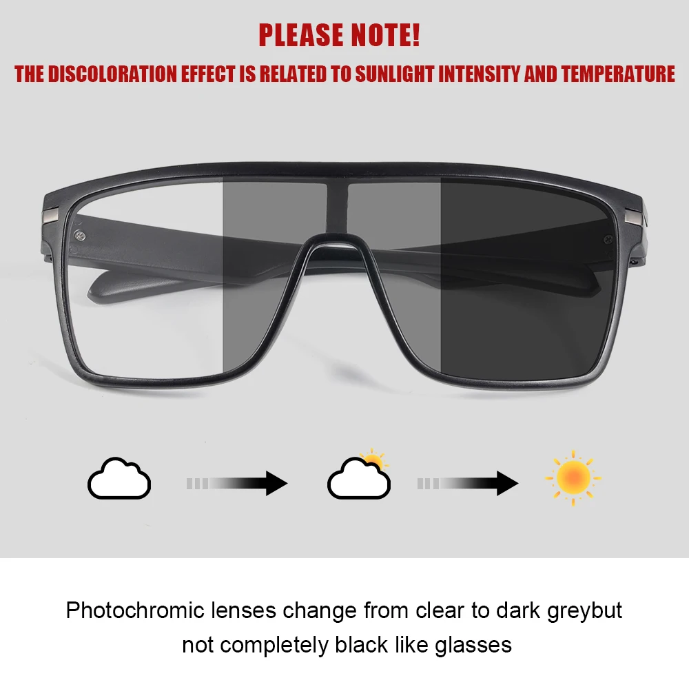 CRIXLAIS Mode Photochrome Polarisierte Sonnenbrille Männer Frauen Übergroße Sonnenbrille Männliche Nachtsicht Schutzbrillen UV400 – Detail 5