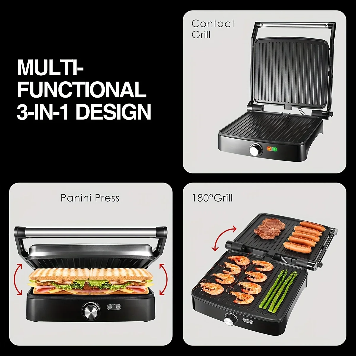 1200W Portable Press Grill Sandwich Maker 4 Slice Non-stick Versatile Grill Electric Beef steak grill plate Sandwich Machine