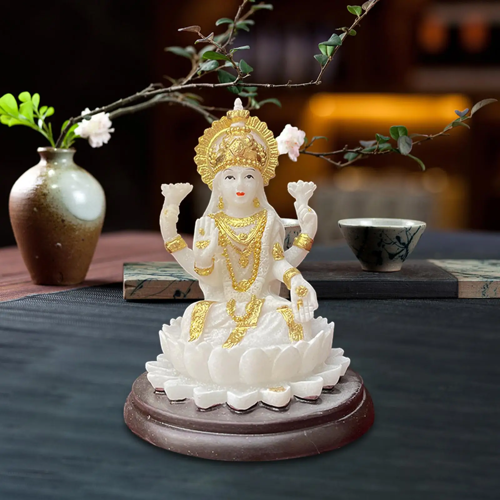 Hindu Goddess Lakshmi Statue Murti Laxmi Lakshmi Figurine Prosperity Sculpture for Shelf Desk Bookshelf Cabinet Diwali Gift