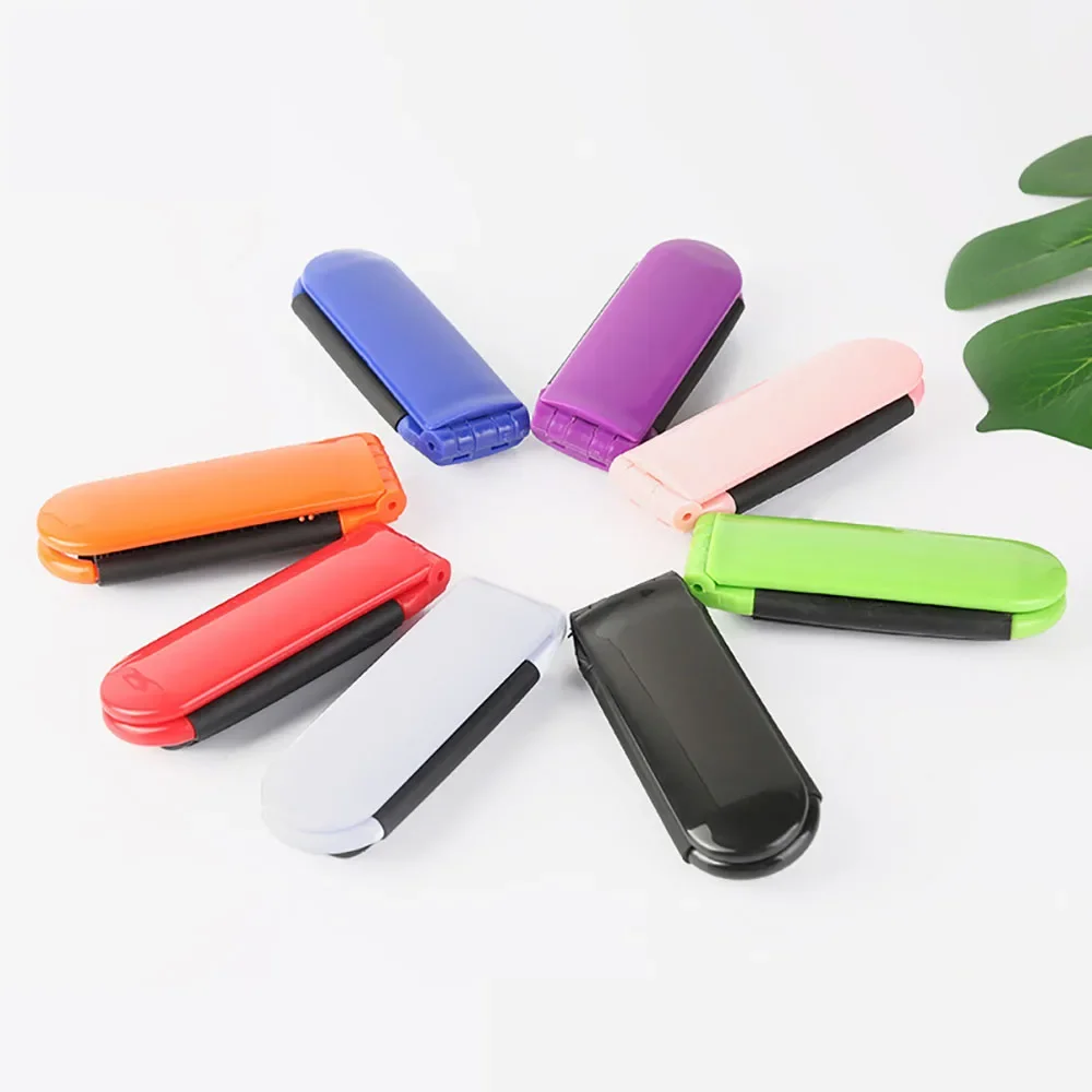 1pc Portable Travel Hair Comb Foldable Hair Brush with Mirror Detangling Hair Brush Anti Static Massage Brush Styling Tools