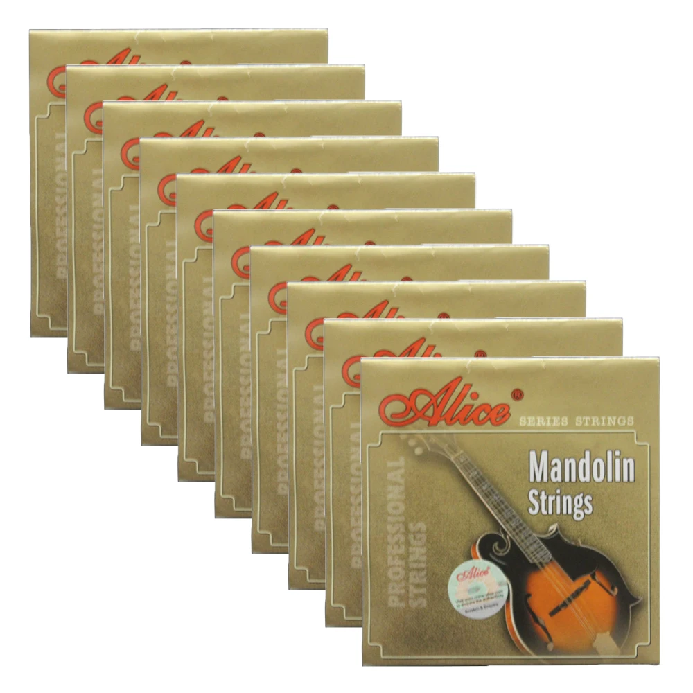 

10 Sets Alice AM03/AM04 Mandolin Strings Silver-Plated/Coated Copper Alloy Wound EADG