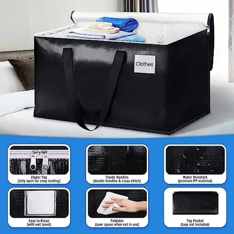 4pcs Moving Storage Bags 93L Clothing Organizers Luggage Bag Large Capacity Waterproof Clothes Quilts Luggage Storage Bag
