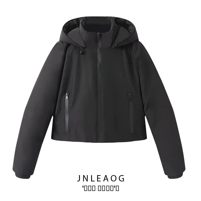 

JNLEAOG Autumn New Women's Cotton Jaet Hooded ort Warmth Outerwear Street Sle Long Sve Zipper Closure Color