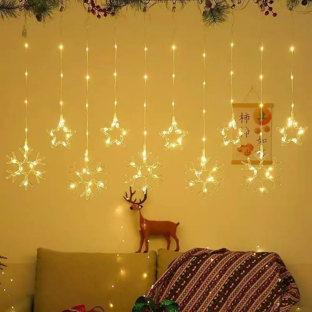 USB Christimas Tree Curtain Light String Window Lights Decorations 8 Mode With Remote For Home Party Garden Christmas Decoration