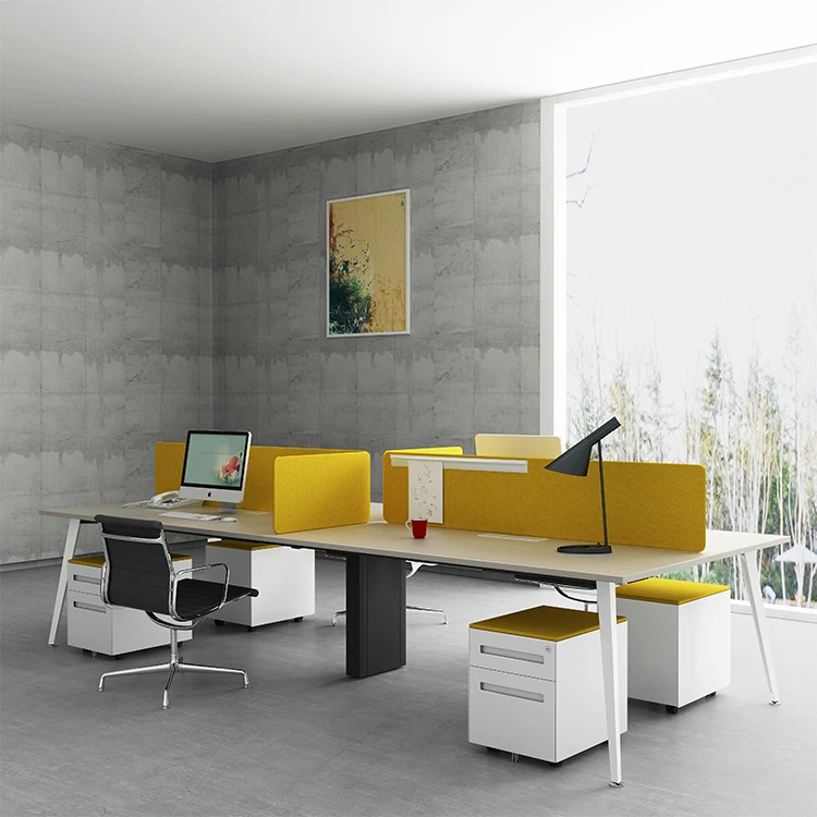 

Wholesale Office Table Desk Modern Luxury Aluminum Leg 4 Person Work Station Desk Office Furniture Office Desks