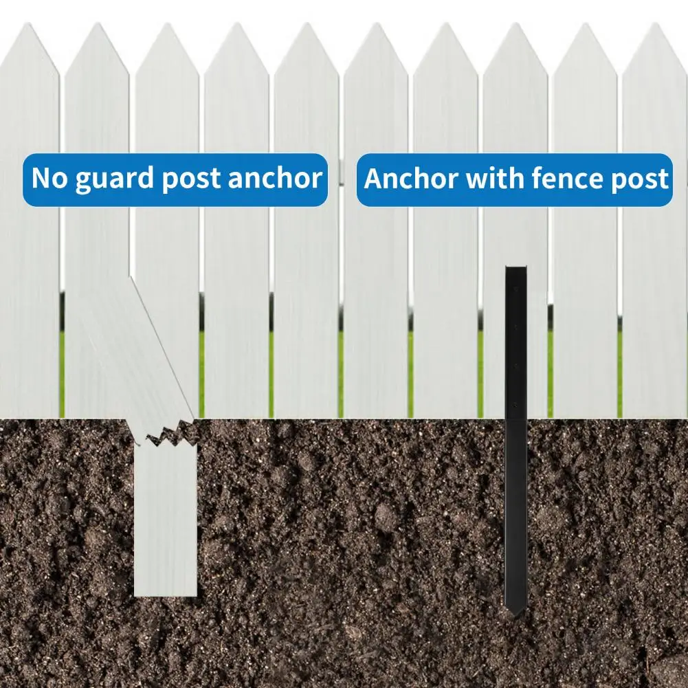 4Pcs Fence Post Repair Stakes with Fixing Screws, Powder-coated Surface Heavy-duty Fence Back Support Kit, Pointed Head Tilted B