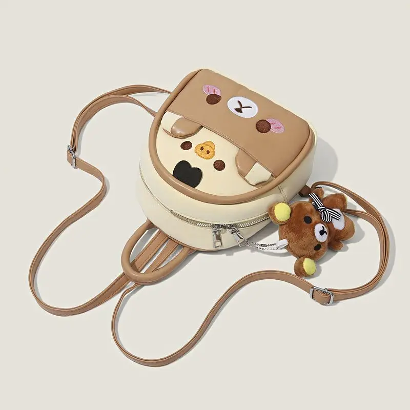 Cute Cartoon Rilakkuma Color-Block Niche Travel Backpack, Adorable Girly Style Versatile