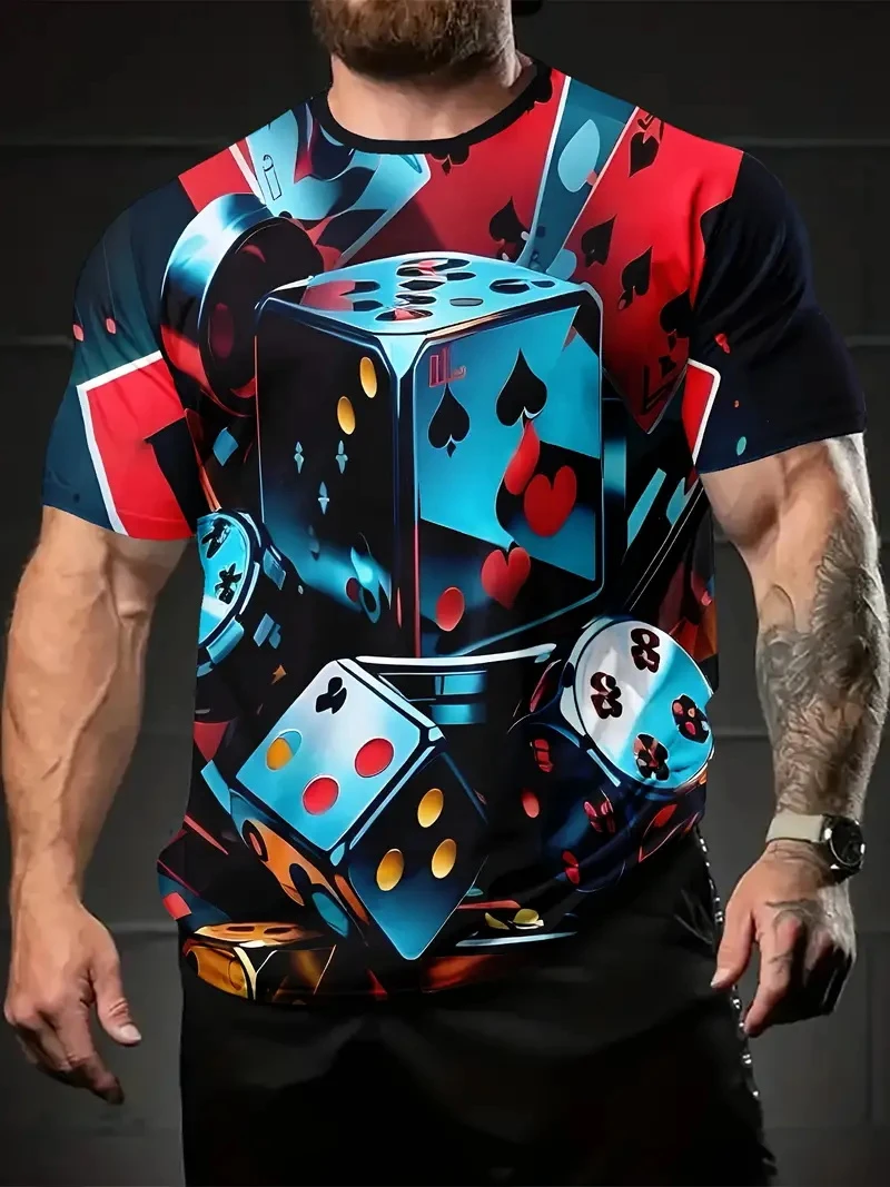 Card Graphic Men's T-Shirts 3D Print Playing Card Short Sleeve Casual Summer O-Neck Top Oversized Men Kids Harajuku Y2k Clothing